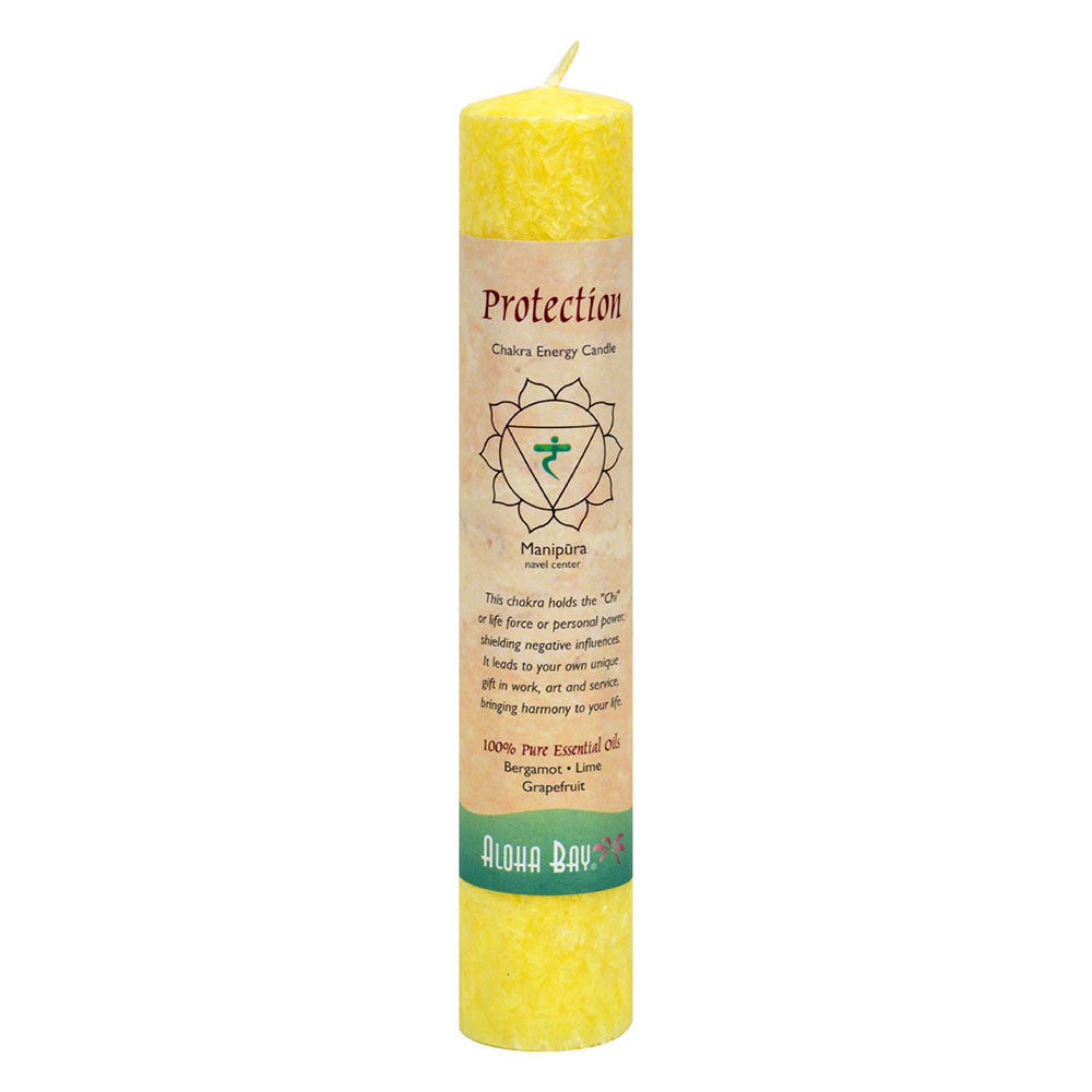 Aloha Bay Yellow Chakra Protection Pillar 8 Inches Candle, 1 Ea